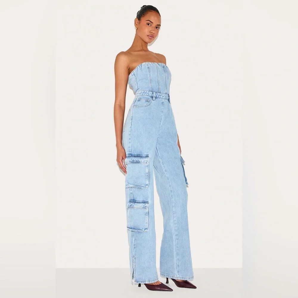 ASOS Strapless Denim Jumpsuit - Picture 1 of 12
